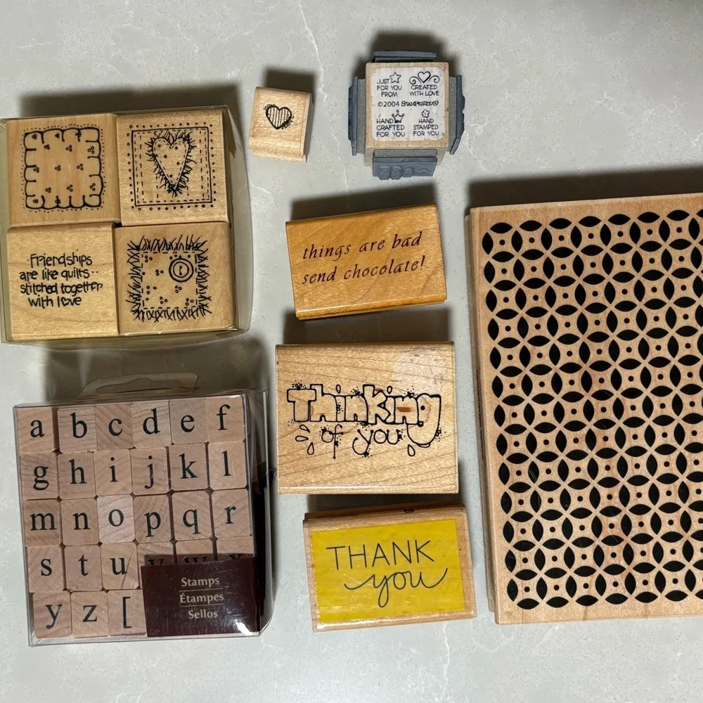 Vintage & New High-Quality Rubber Wood Stamp Collection Set - Picture 11 of 15